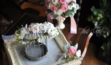 造花　ウェディングブーケ　リストレット　花冠　ナチュラル