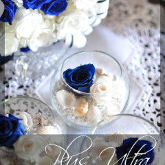 プリザーブドフラワー　ナチュラル　可愛い　プレゼント 豪華 上品 おしゃれ　造花　ブルー　白　夏　貝　ガラス