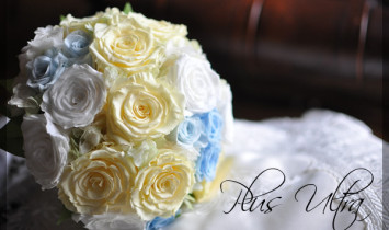 プリザーブドフラワー　ウェディングブーケ　造花　可愛い　手づくり 豪華 上品 おしゃれ　サムシングブルー　イエロー