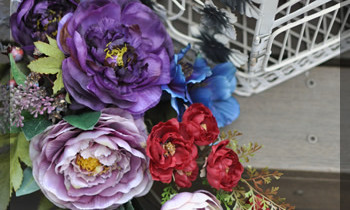 造花　壁掛け　スワッグ　手づくり　おしゃれ　シック　ボルドー