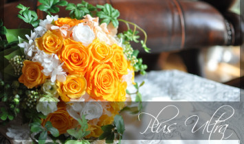 プリザ　プリザーブドフラワー　ウェディングブーケ　オレンジ　ラウンド