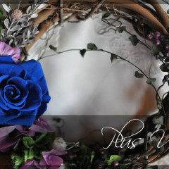 プリザ　プリザーブドフラワー　壁掛け　可愛い　手づくり　おしゃれ　リース　ブルー