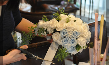 プリザ　プリザーブドフラワー　ウェディングブーケ　キャスケードブーケ　手作り