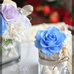 プリザ プリザーブドフラワー 白 ブルー 夏アレンジ 貝