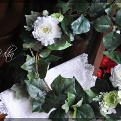 造花　リース　白グリーン　玄関　大きな