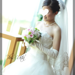 プリザ　プリザーブドフラワー　ウェディングブーケ　ラウンド　ピンク　白