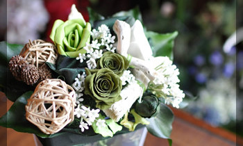 プリザ　プリザーブドフラワー　白グリーン
