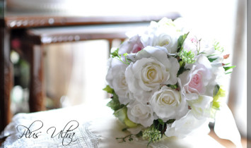 造花　ウェディング　 ブーケ 白　ピンク　薔薇　トスブーケ