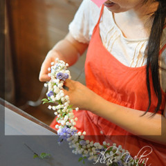 造花　花冠　かすみ草　ウェディング