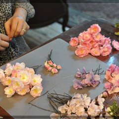 造花　ヘッドパーツ　和装　桃　桜