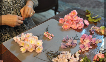 造花　ヘッドパーツ　和装　桃　桜