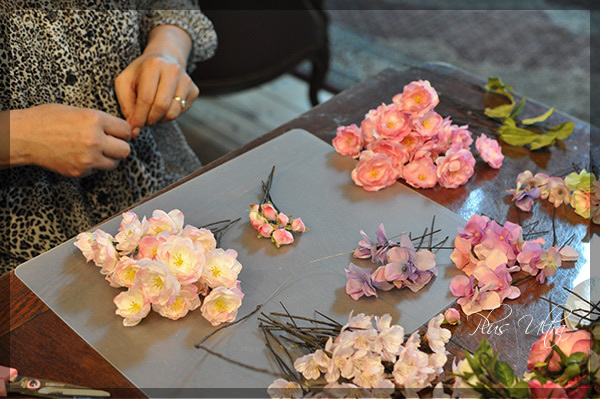 造花　ヘッドパーツ　和装　桃　桜