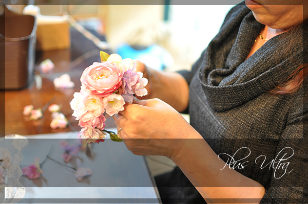 造花　ウェディング　リストブーケ　リストレット　ピンク