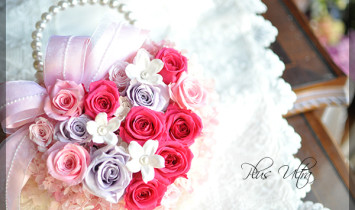 プリザ　プリザーブドフラワー　ウェディング　バックブーケ　ジャスミン　ピンク　可愛い