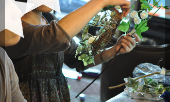 プリザーブドフラワー　リース　レッスン　造花　可愛い　プレゼント 豪華 上品 おしゃれ