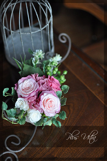 プリザ プリザーブドフラワー レッスン フラワーアレンジ 豪華 アイアン 手づくり 壁掛け 大人ピンク