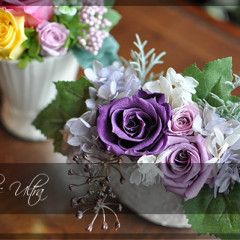 プリザ　プリザーブドフラワー　レッスン　フラワーアレンジ　豪華　横長　アンティーク　シック