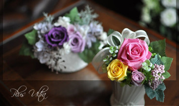 プリザ　プリザーブドフラワー　レッスン　フラワーアレンジ　黄色　オレンジ　可愛い