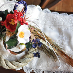 造花　しめ縄　お正月飾り　椿　紅白　モダン