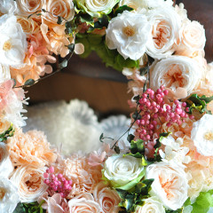 プリザーブドフラワー　プレゼント　豪華　可愛い　手づくり　パール　リース　大人ピンク　おしゃれ 　結婚祝い　新築祝い