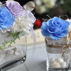 プリザーブドフラワー　夏　ブルー　貝　上品　おしゃれ　プレゼント