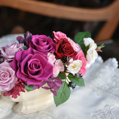 プリザーブドフラワー　造花　豪華　シック　大人　シャビー　おしゃれ　アンティーク　母の日　横長　結婚祝い　新築祝い　退職祝い