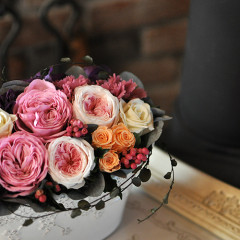 プリザーブドフラワー　造花　豪華　シック　大人　シャビー　おしゃれ　アンティーク　母の日　横長　結婚祝い　新築祝い　退職祝い