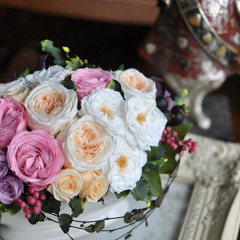 プリザーブドフラワー　開店祝い　豪華　シック　大人　シャビー　おしゃれ　アンティーク　母の日　横長　結婚祝い　新築祝い　退職祝い