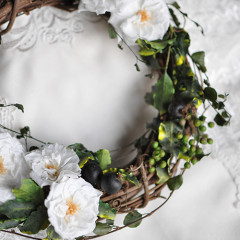 プリザーブドフラワー　白グリーン　リース　ナチュラル　大人　手づくり　雑貨