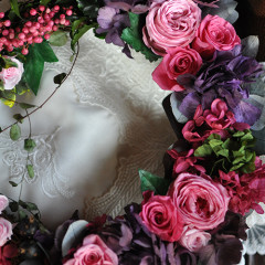 プリザーブドフラワー　プレゼント　豪華　リース　大人ピンク　おしゃれ 　結婚祝い　新築祝い