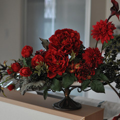 造花　赤　豪華　アンティーク　アイアン　手づくり　シック　大人　おしゃれ　玄関