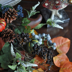 造花　ハロウィン　秋　スワッグ　カッコいい　手づくり　シック　大人　シャビー　おしゃれ　　玄関　リビング