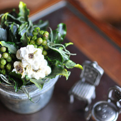 プリザーブドフラワー　造花　深緑アレンジ　ナチュラル　雑貨　グリーン　実