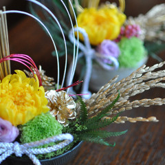 プリザーブドフラワー　造花　レッスン　お正月　和　菊