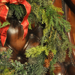 プリザーブドフラワー　造花　レッスン　クリスマスリース　ツリー　グリーン　赤