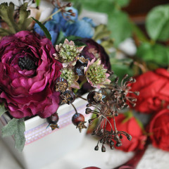 造花　カッコいい　手づくり　シック　大人　シャビー　おしゃれ　アンティーク　玄関　リビング　紫