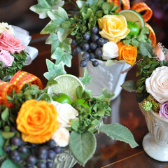 プリザーブドフラワー　造花　体験レッスン　玄関　オレンジ　黄色　元気カラー　可愛い　自然