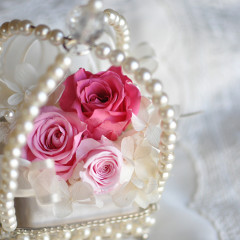 プリザーブドフラワー　造花　レッスン　リングピロー　結婚式　ブライダル　プレゼント　パール　クラウン　ナチュラル　ピンク　可愛い
