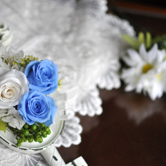 プリザーブドフラワー　造花　レッスン　夏　サマー　涼しげ　ブルー　鍵モチーフ