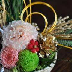 プリザーブドフラワー　造花　レッスン　お正月　和　菊