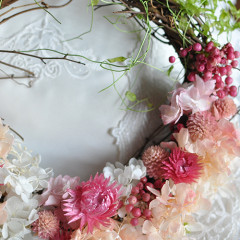 プリザーブドフラワー　造花　レッスン　ドライフラワー　リース　ナチュラル　ピンク　可愛い　自然