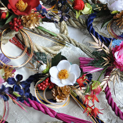 プリザーブドフラワー　造花　レッスン　お正月　和　菊　しめ縄　開運