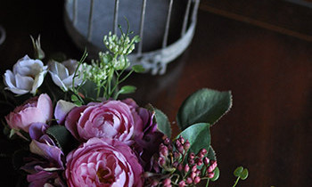 造花　レッスン　フラワーアレンジ　豪華　アイアン　手づくり　壁掛け　大人ピンク