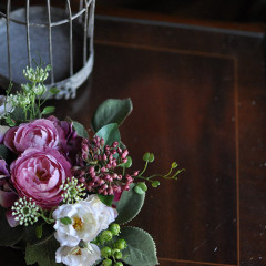 造花　レッスン　フラワーアレンジ　豪華　アイアン　手づくり　壁掛け　大人ピンク