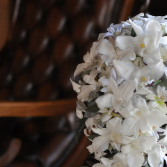 プリザ　プリザーブドフラワー　ウェディングブーケ　キャスケード　個性的　シンビジューム　デンファレ　ラン