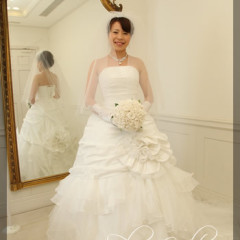 プリザ　プリザーブドフラワー　ウェディングブーケ　ラウンド　白　ナチュラル