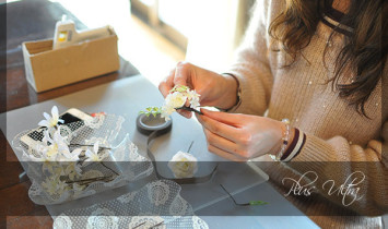 プリザ　プリザーブドフラワー　ウェディングブーケ　花冠　ピンク　オールドローズ　上品　大人　