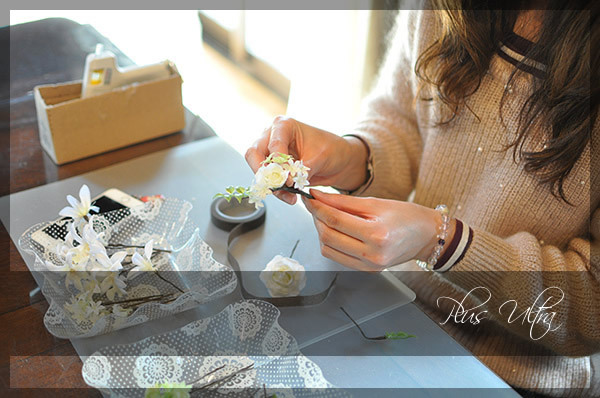 プリザ プリザーブドフラワー ウェディングブーケ 花冠 ピンク オールドローズ 上品 大人