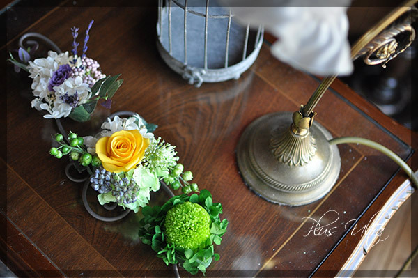 プリザ　プリザーブドフラワー　レッスン　フラワーアレンジ　豪華　アイアン　手づくり　壁掛け