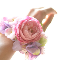 造花　ウェディング　リストブーケ　リストレット　ピンク